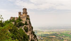 Preview wallpaper castle, rock, bushes