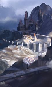 Preview wallpaper castle, rocks, fantasy, art