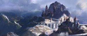 Preview wallpaper castle, rocks, fantasy, art