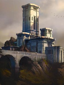 Preview wallpaper castle, rocks, old, art
