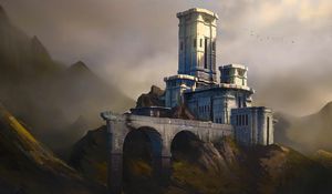 Preview wallpaper castle, rocks, old, art