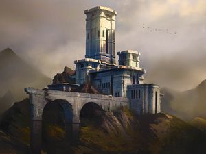 Preview wallpaper castle, rocks, old, art