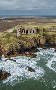 Preview wallpaper castle, sea, coast, cliff