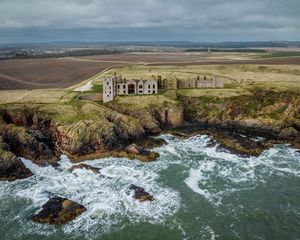 Preview wallpaper castle, sea, coast, cliff