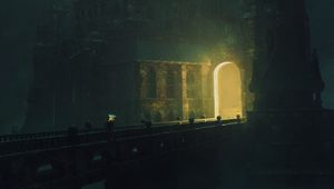 Preview wallpaper castle, silhouette, arch, light, fantasy, dark