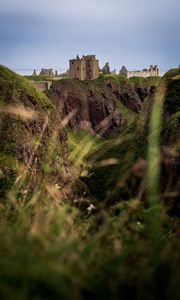 Preview wallpaper castle, slope, cliff, building, grass