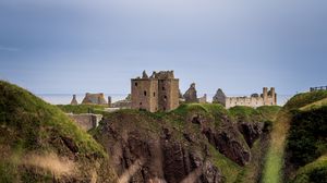 Preview wallpaper castle, slope, cliff, building, grass