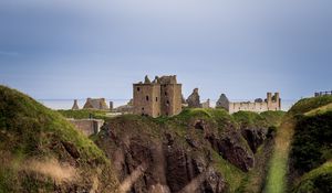 Preview wallpaper castle, slope, cliff, building, grass