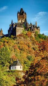 Preview wallpaper castle, towers, architecture, trees, landscape