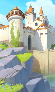 Preview wallpaper castle, towers, architecture, mountains, art