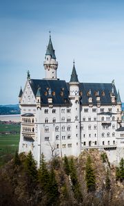 Preview wallpaper castle, towers, architecture, trees, aerial view