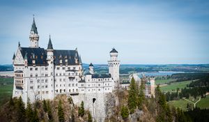 Preview wallpaper castle, towers, architecture, trees, aerial view