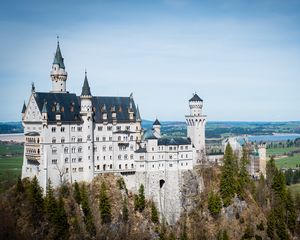 Preview wallpaper castle, towers, architecture, trees, aerial view