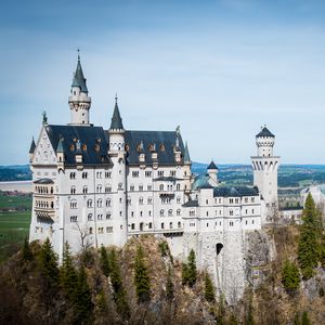 Preview wallpaper castle, towers, architecture, trees, aerial view