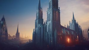 Preview wallpaper castle, towers, architecture, art