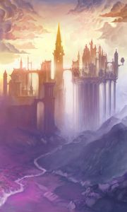 Preview wallpaper castle, towers, clouds, art, fantasy