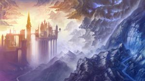 Preview wallpaper castle, towers, clouds, art, fantasy