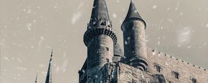 Preview wallpaper castle, towers, rock, snow