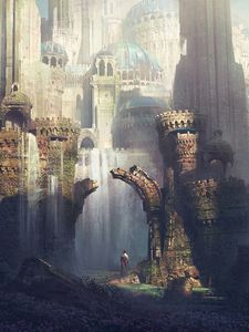 Preview wallpaper castle, traveler, art