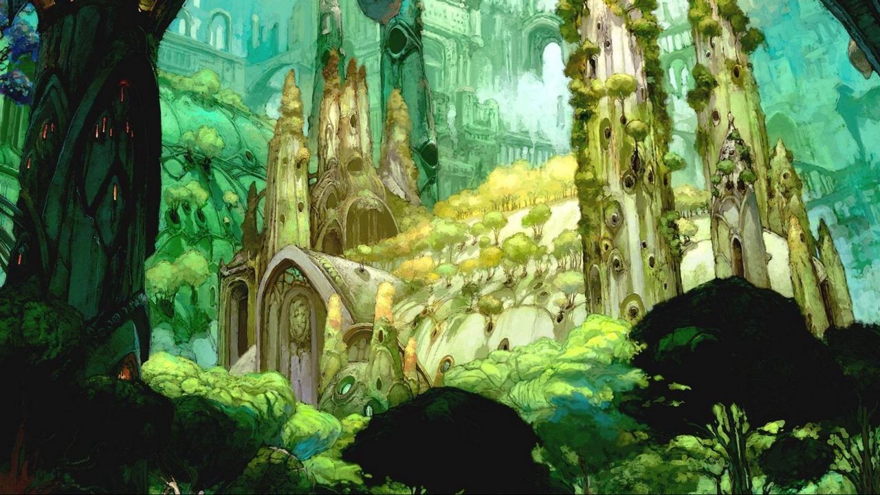 Wallpaper castle, trees, herbs, forest