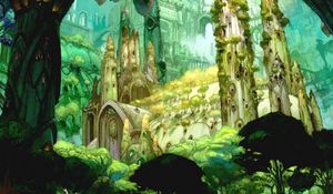 Preview wallpaper castle, trees, herbs, forest