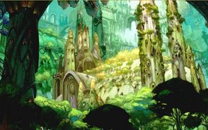 Preview wallpaper castle, trees, herbs, forest