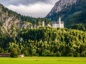 Preview wallpaper castle, trees, mountain