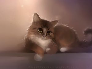 Preview wallpaper cat, apofiss, drawing, cute cat