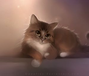 Preview wallpaper cat, apofiss, drawing, cute cat