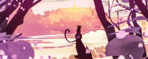 Preview wallpaper cat, art, black, branches