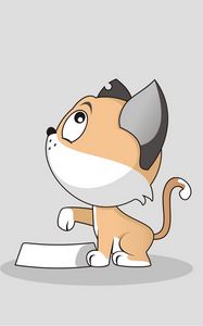 Preview wallpaper cat, art, bowl, cute
