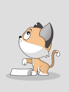 Preview wallpaper cat, art, bowl, cute