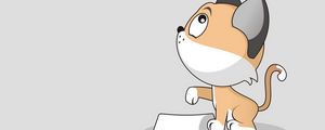 Preview wallpaper cat, art, bowl, cute