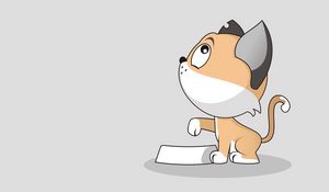 Preview wallpaper cat, art, bowl, cute
