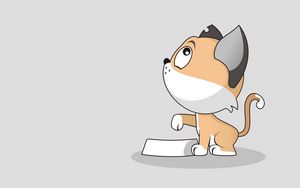Preview wallpaper cat, art, bowl, cute