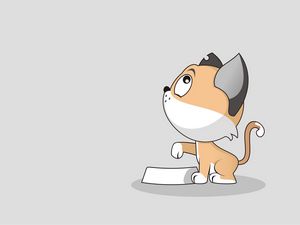 Preview wallpaper cat, art, bowl, cute