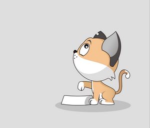 Preview wallpaper cat, art, bowl, cute