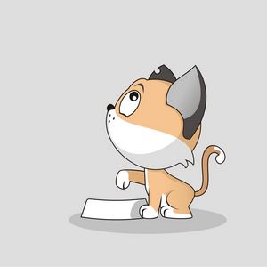 Preview wallpaper cat, art, bowl, cute