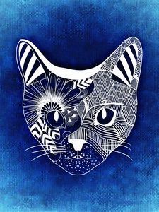 Preview wallpaper cat, art, muzzle, patterns