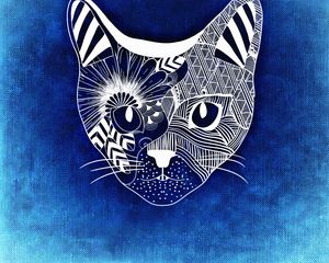 Preview wallpaper cat, art, muzzle, patterns