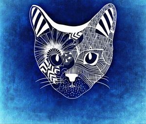 Preview wallpaper cat, art, muzzle, patterns