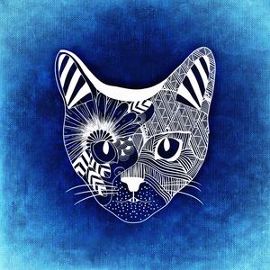 Preview wallpaper cat, art, muzzle, patterns