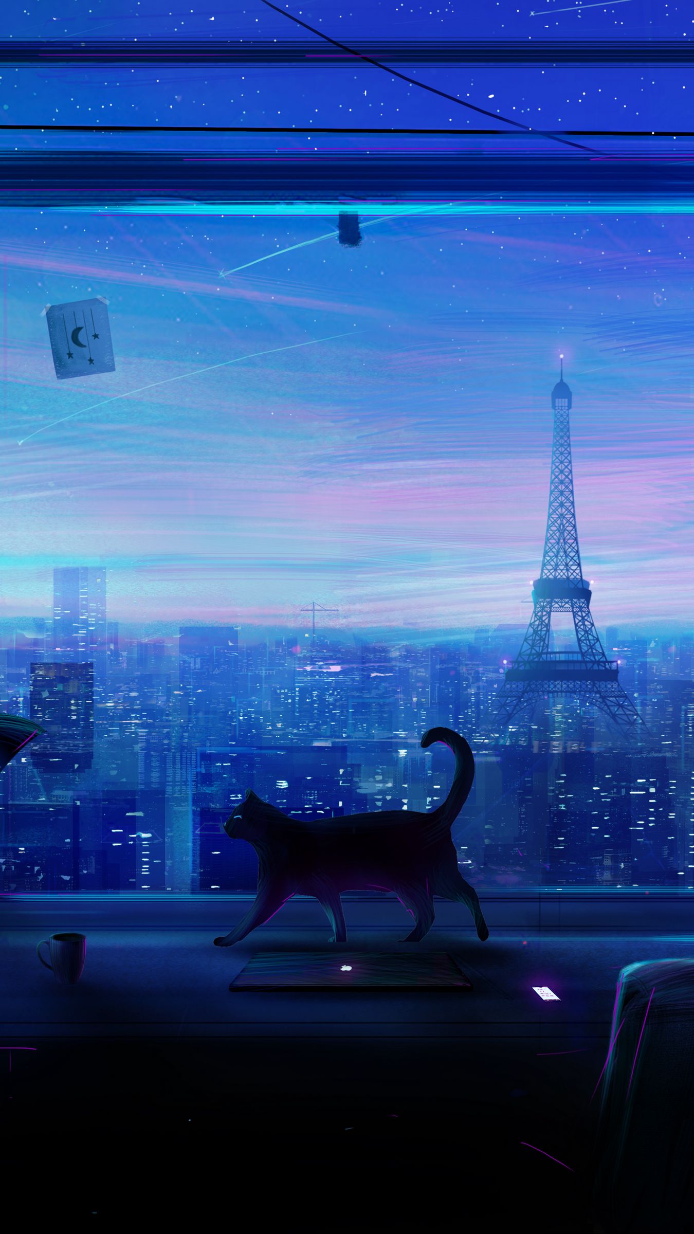 Wallpaper cat, anime, girl images for desktop, section арт - download