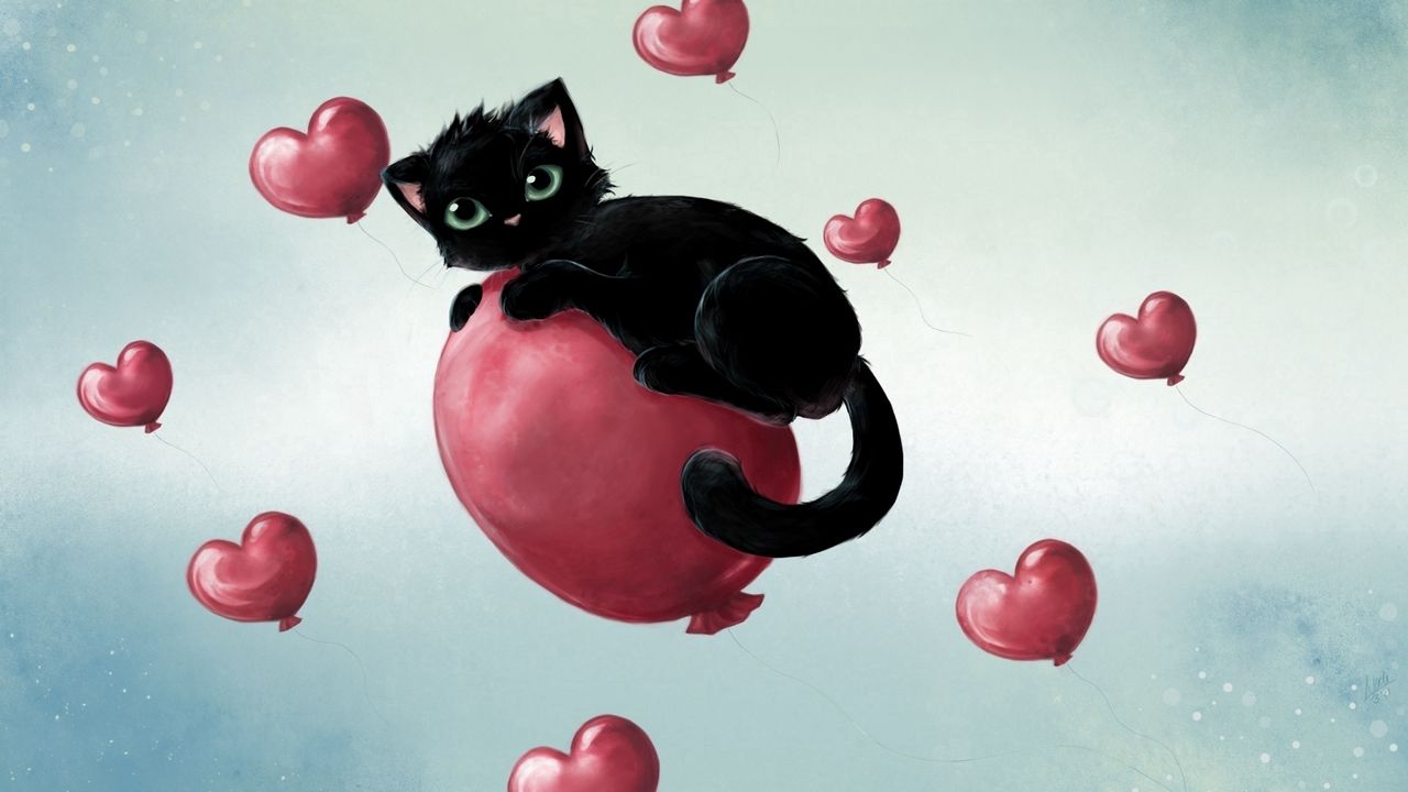 Wallpaper cat, ball, picture, flight
