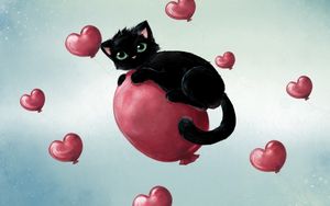 Preview wallpaper cat, ball, picture, flight
