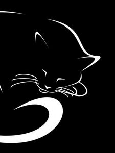 Preview wallpaper cat, black, vector, minimalism