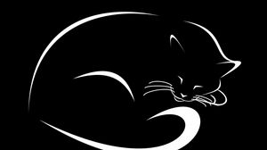 Preview wallpaper cat, black, vector, minimalism