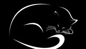 Preview wallpaper cat, black, vector, minimalism