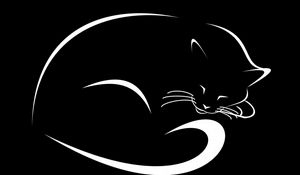 Preview wallpaper cat, black, vector, minimalism