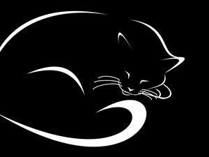 Preview wallpaper cat, black, vector, minimalism